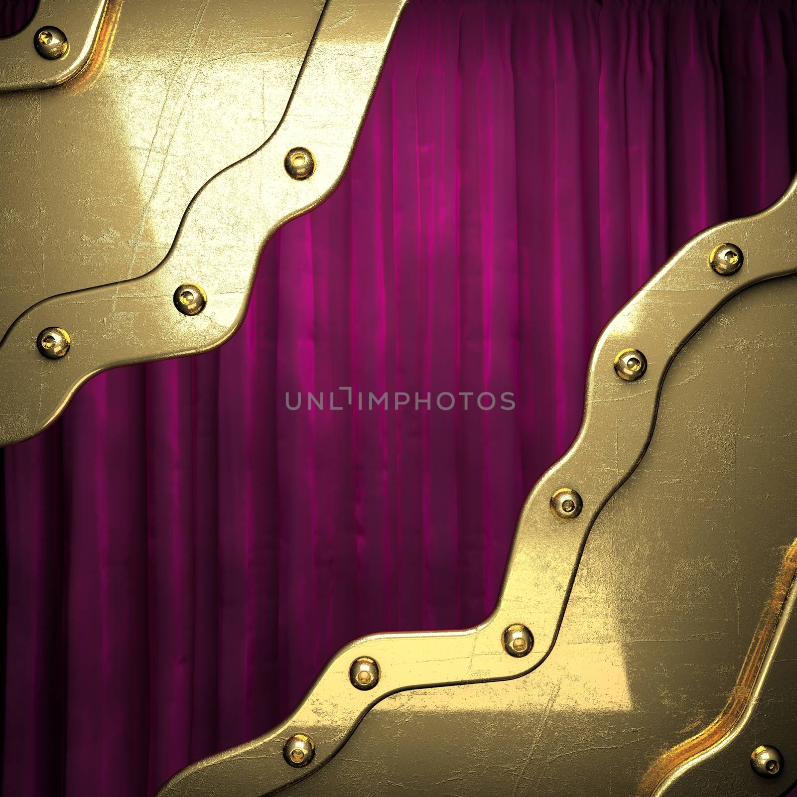 gold on red velvet curtain background by videodoctor