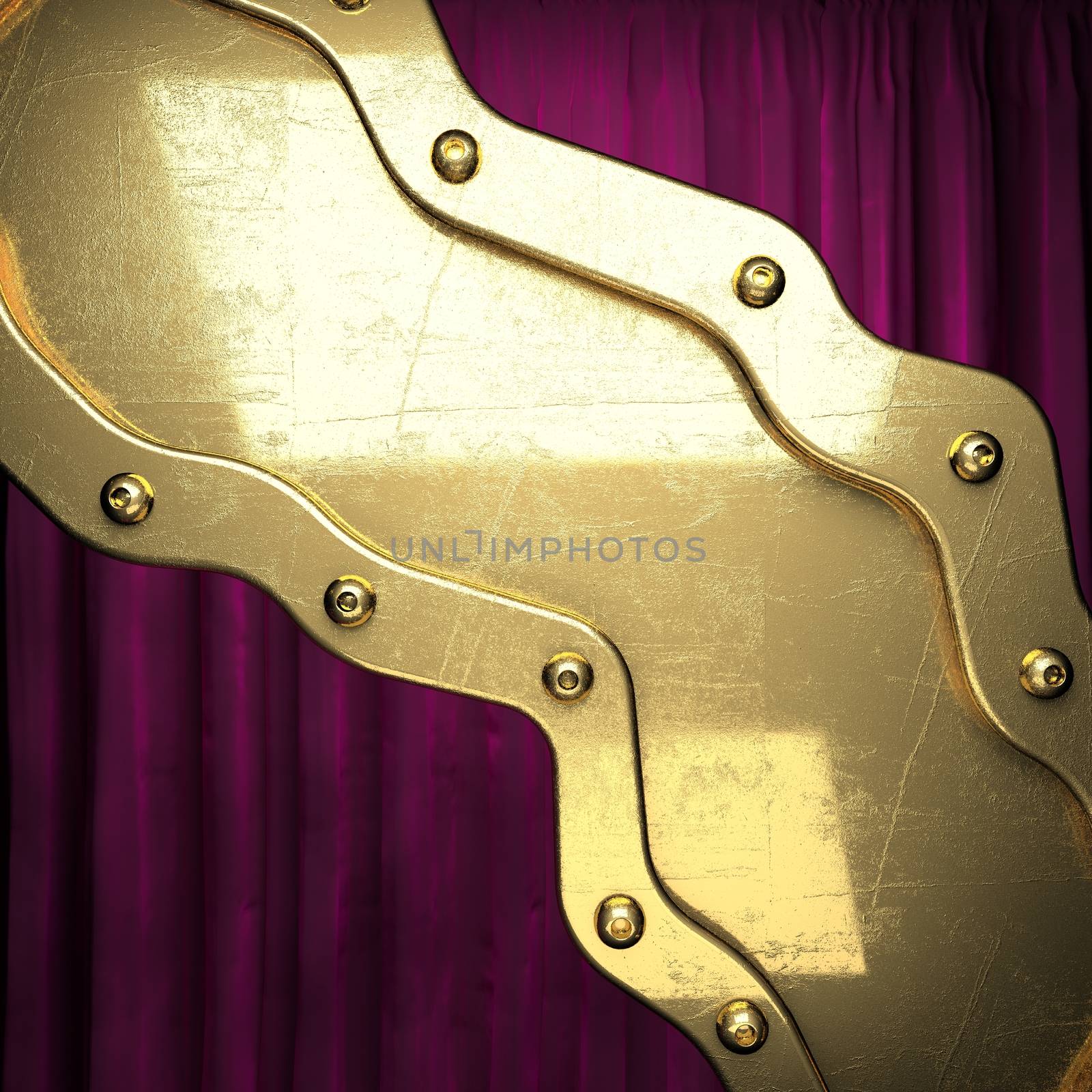 gold on red velvet curtain background by videodoctor