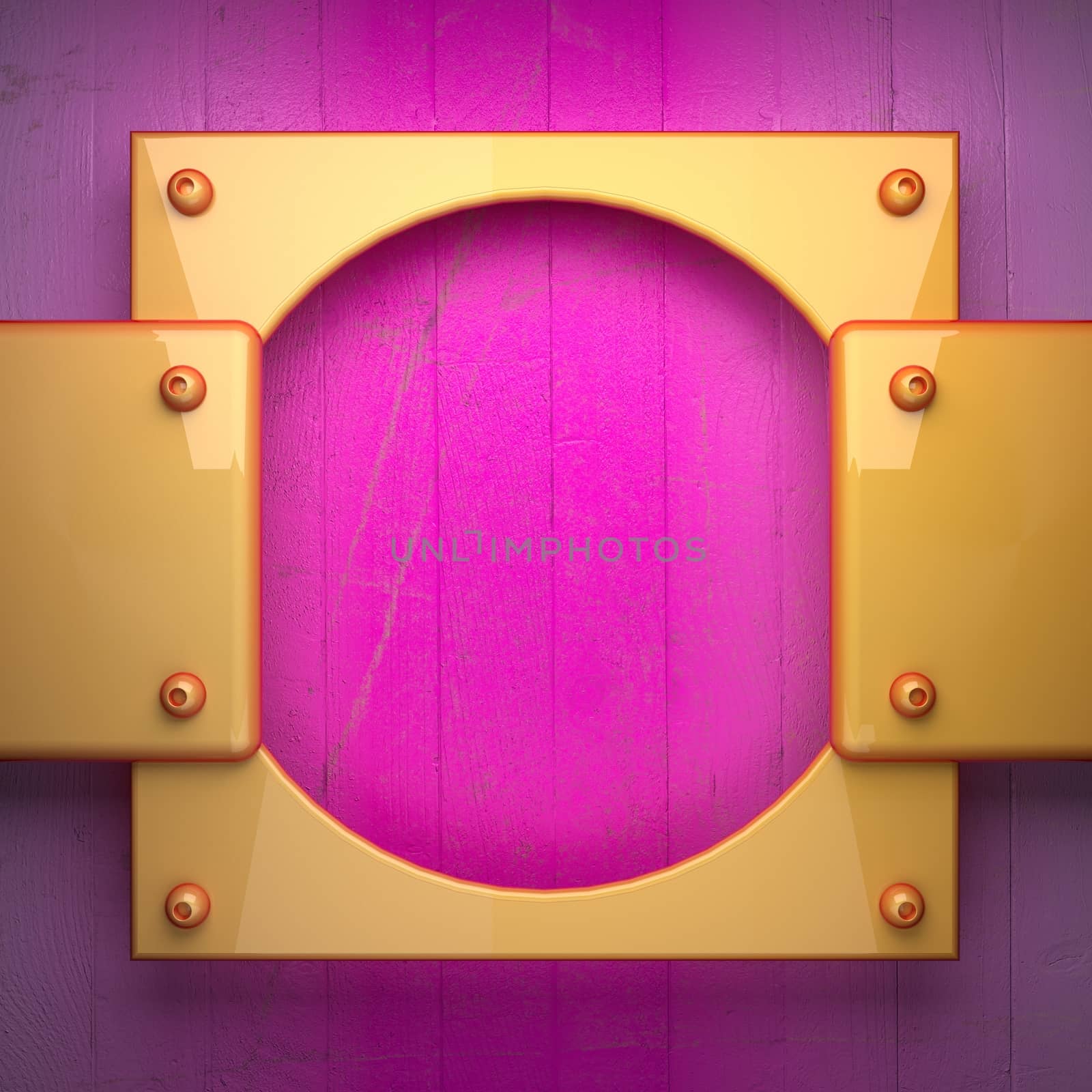 yellow metal and pink wood background