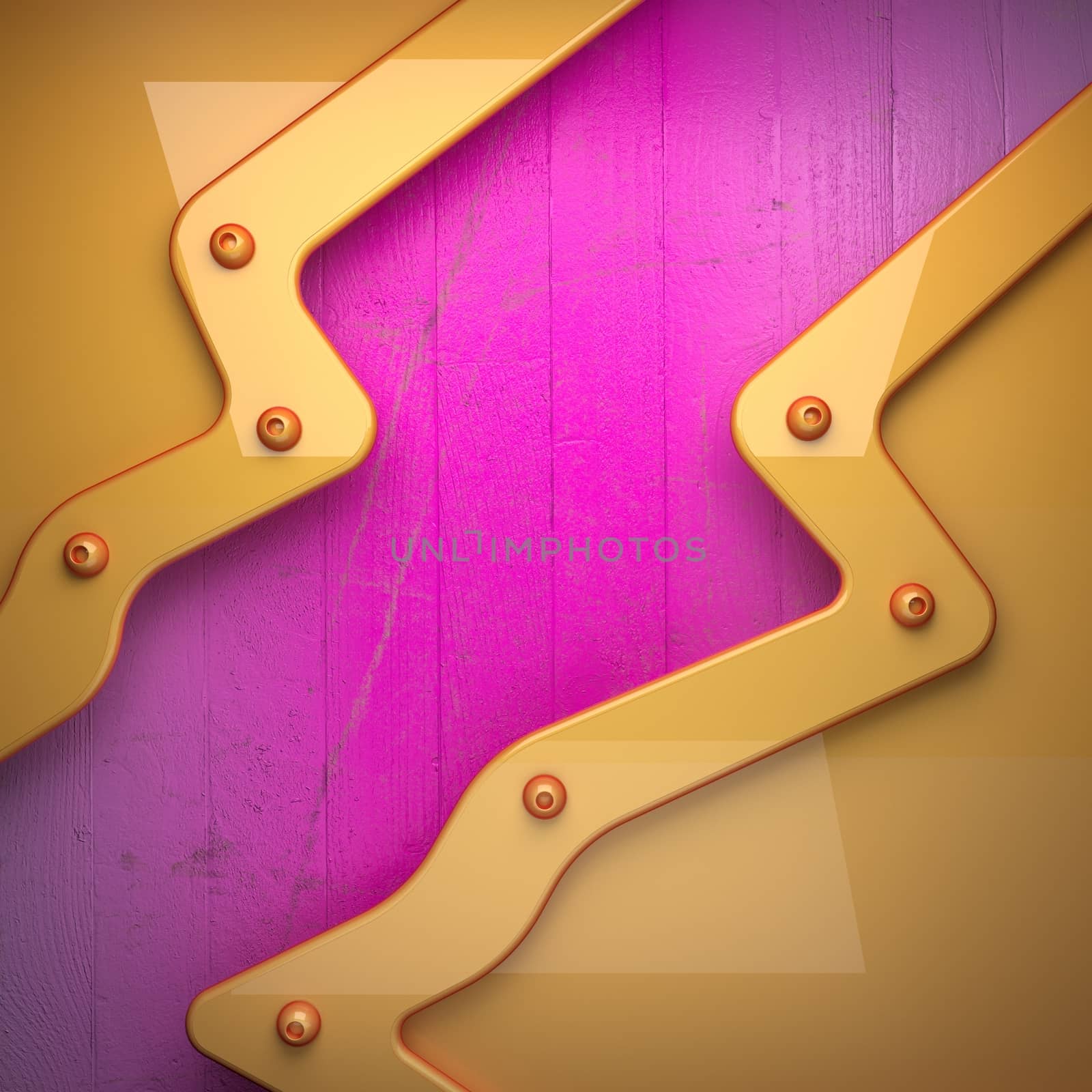 yellow metal and pink wood background