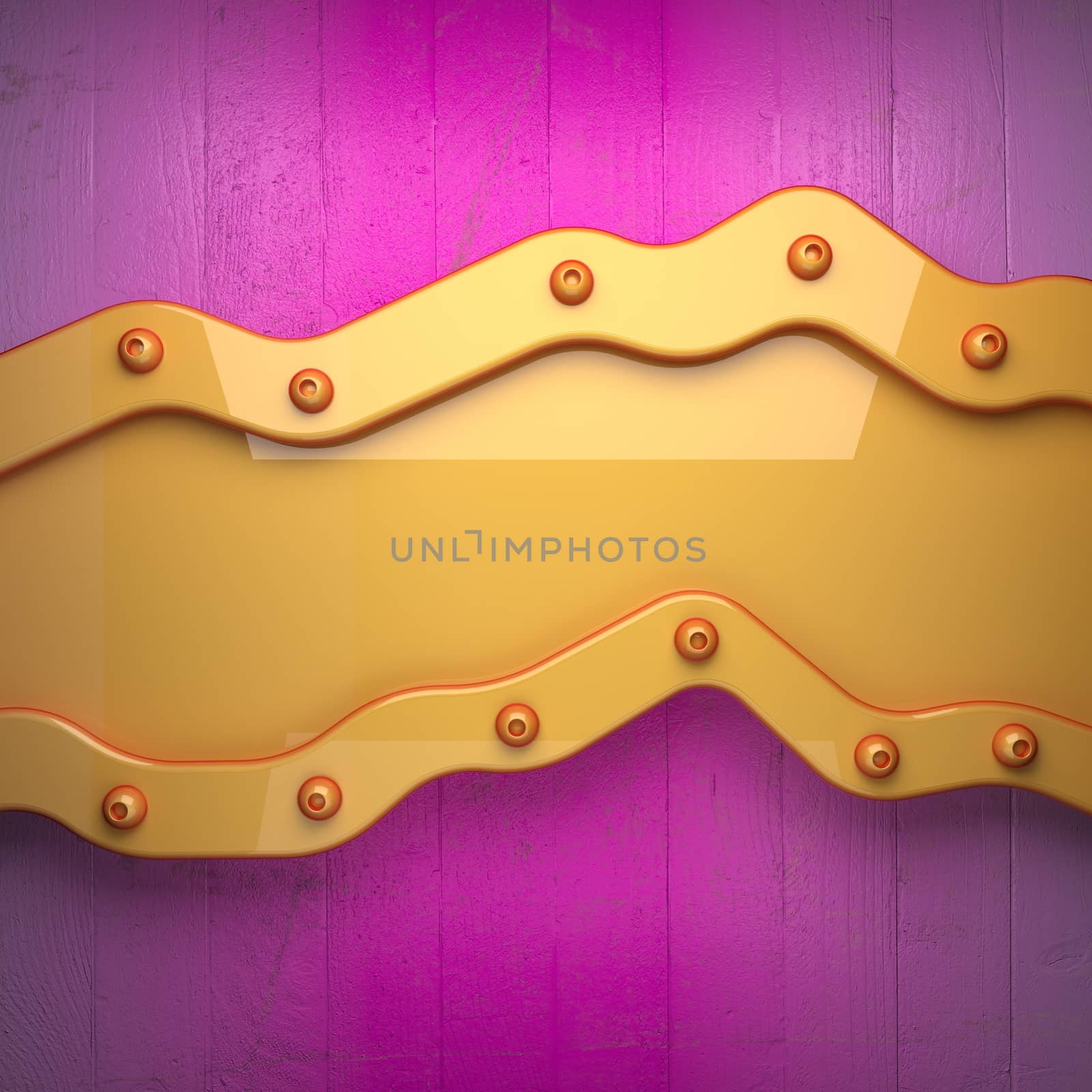 yellow metal and pink wood background