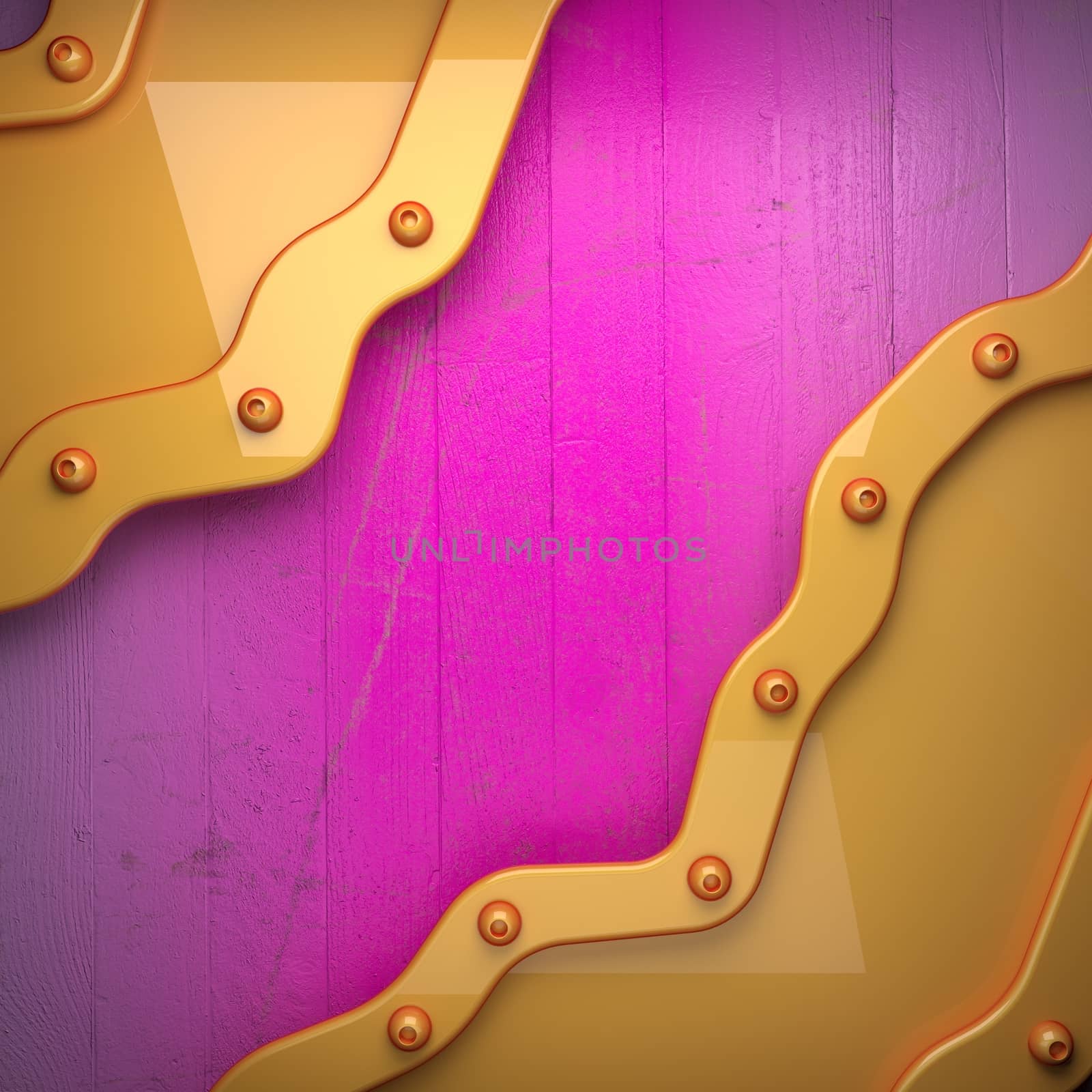 yellow metal and pink wood background