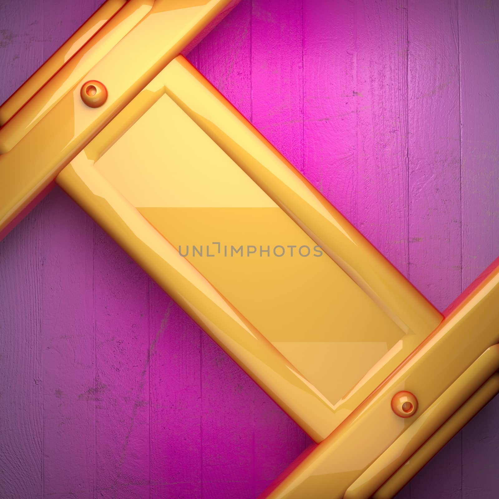 yellow metal and pink wood background