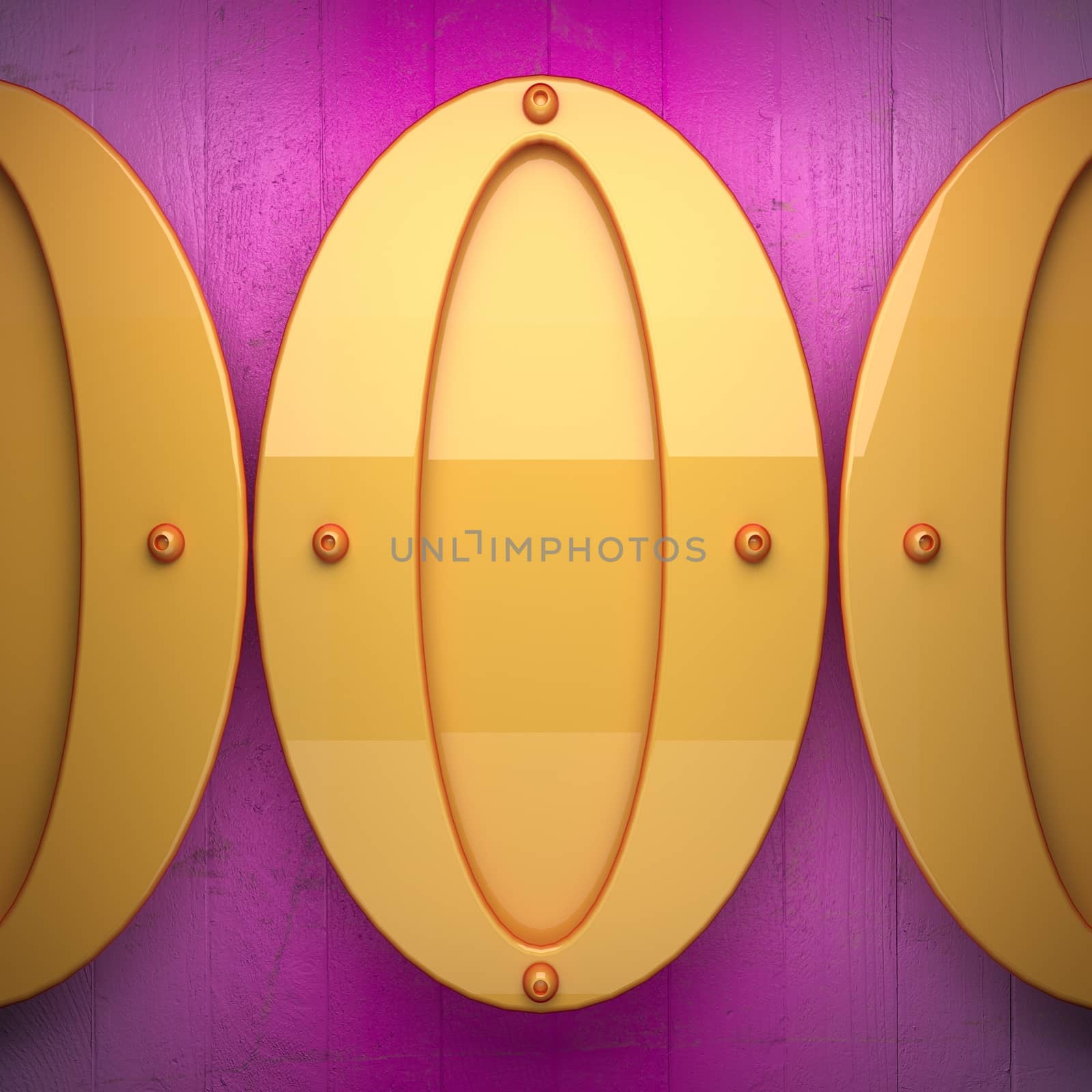 yellow metal and pink wood background by videodoctor