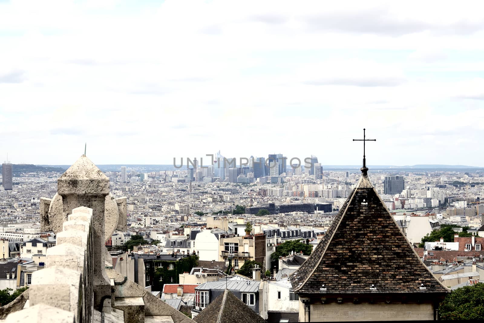View of old and new Paris city - La Defense.