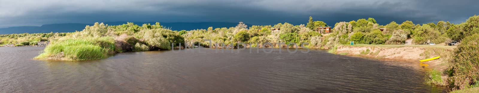 Panorama of Bree River at Lang Elsies Kraal restcamp by dpreezg