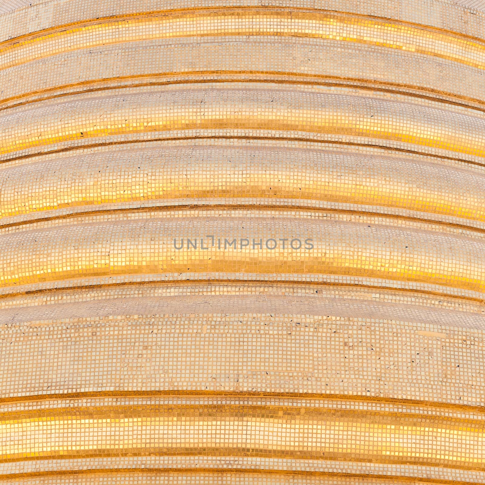 Background golden pagoda. Cement sheets baked golden.