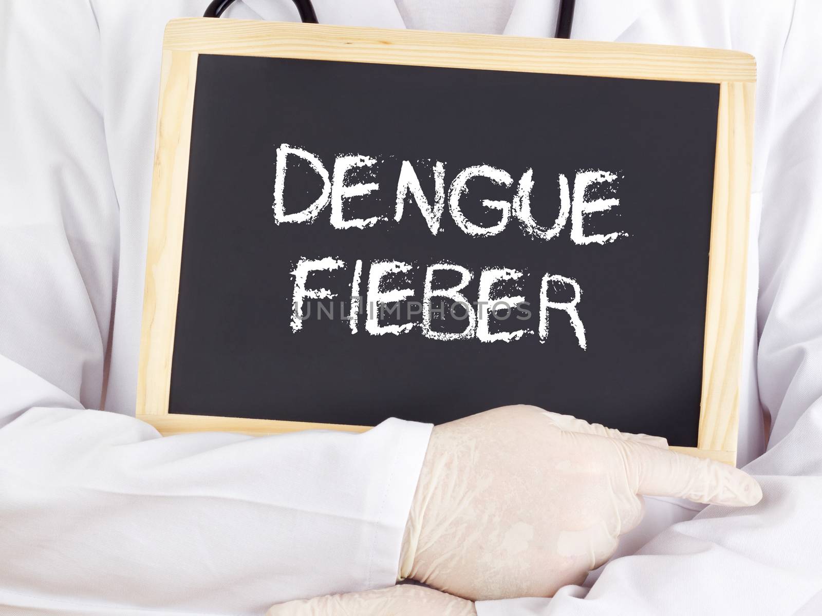 Doctor shows information: Dengue fever in german