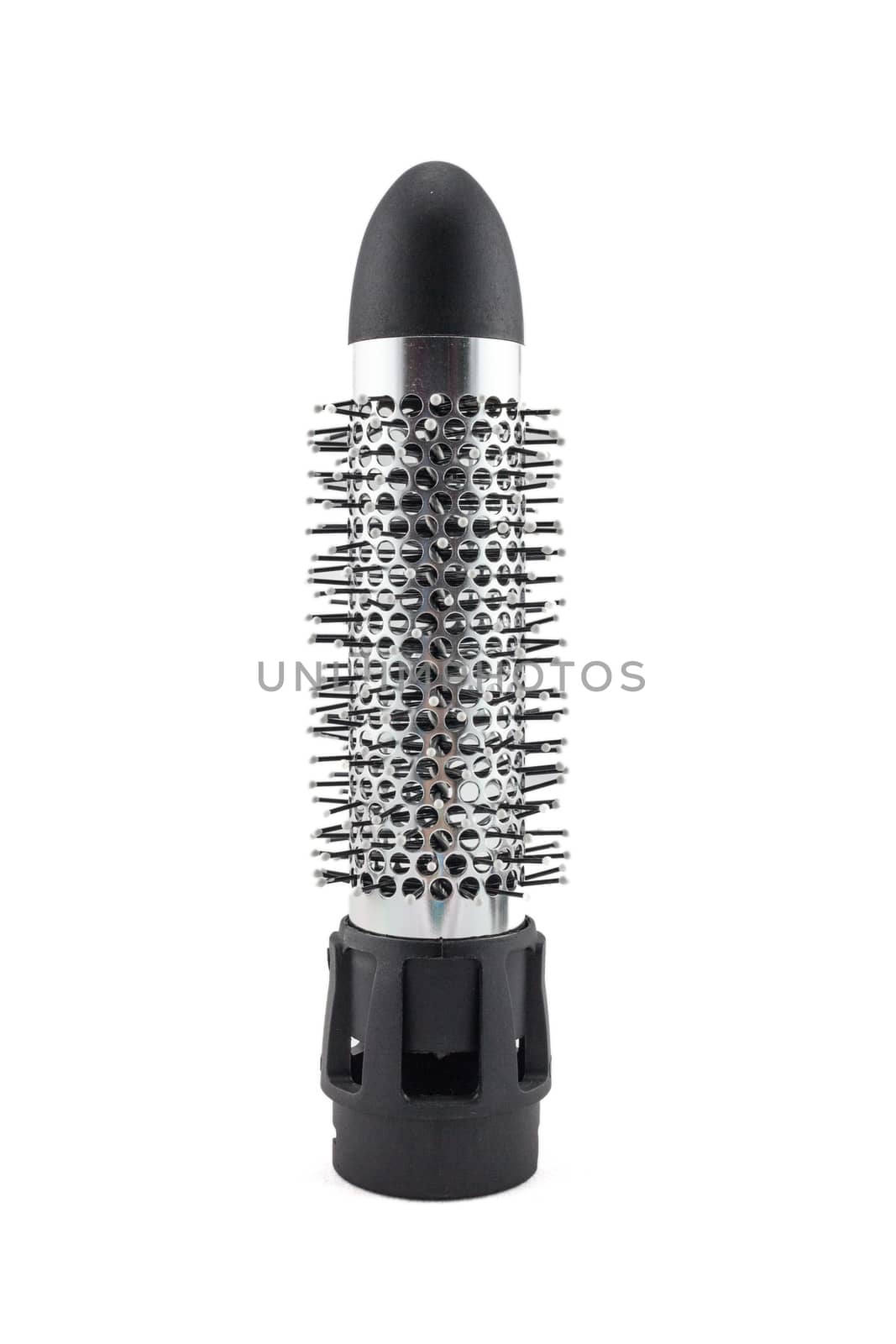 Comb brush accessories for hair dryer isolated on white .