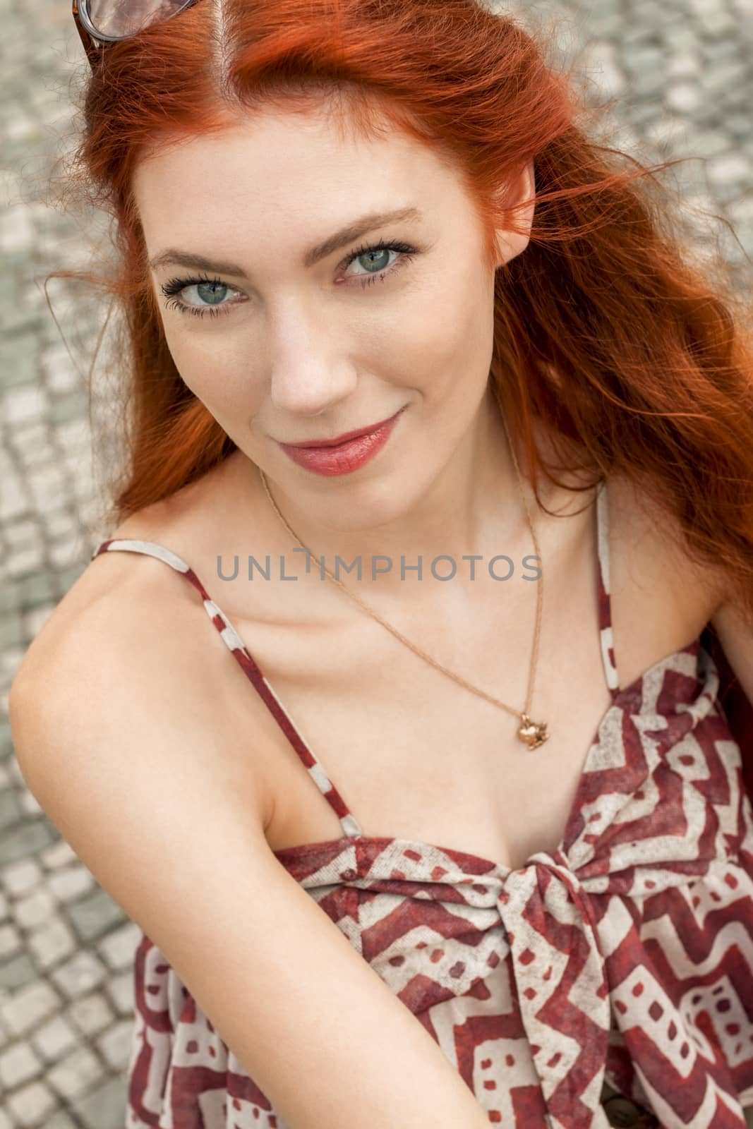 Pretty Blond Woman Sitting on Red Chair by juniart