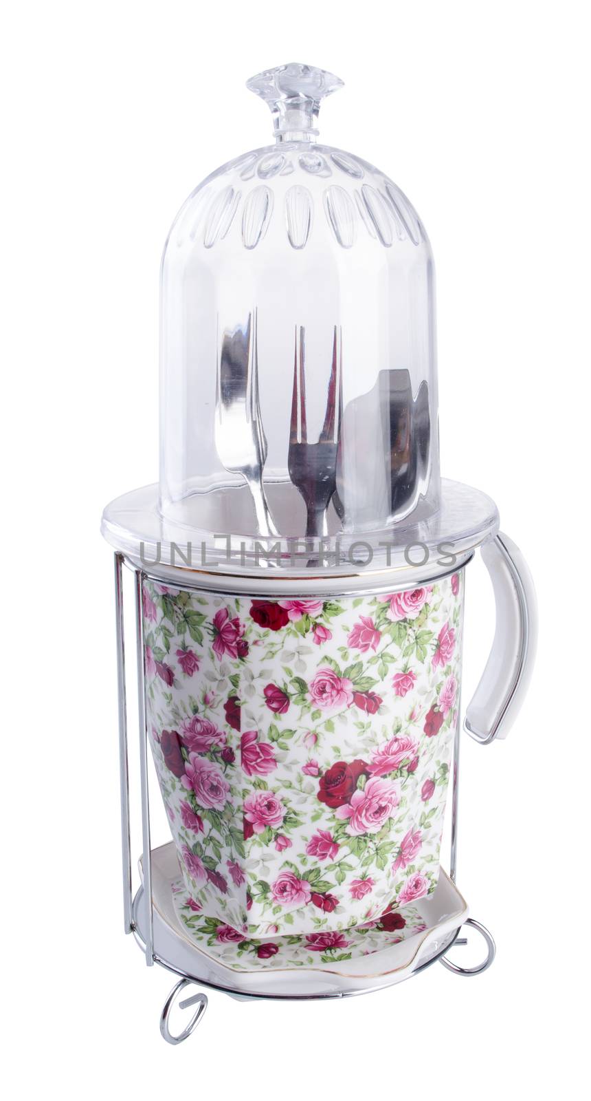 Kitchen utensils holder. Kitchen utensils holder on background. by heinteh