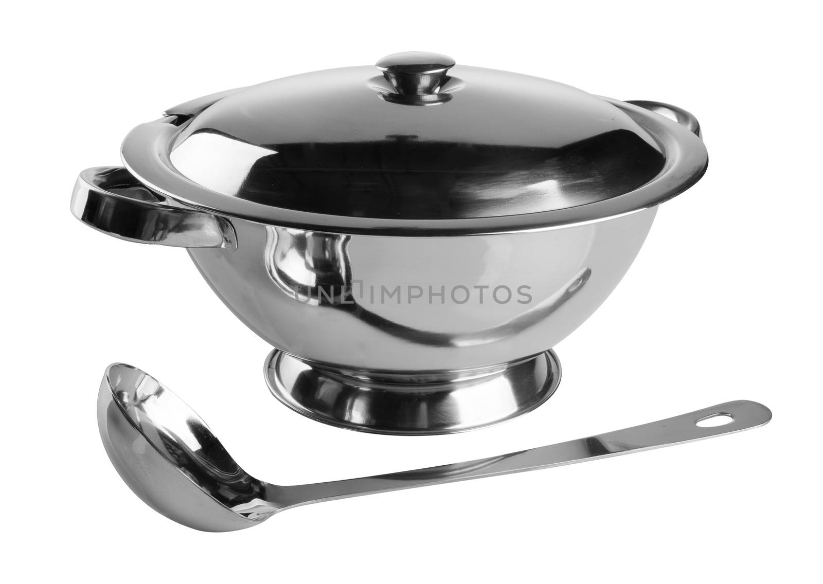 pot. stainless steel pot on background. stainless steel pot on a background