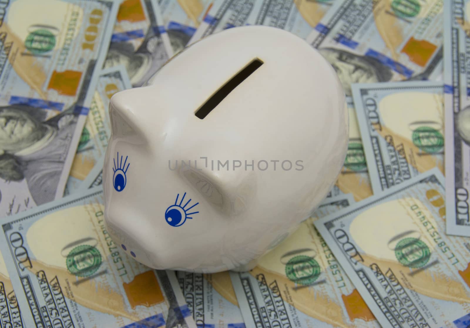 Piggy bank on money background by cocoo