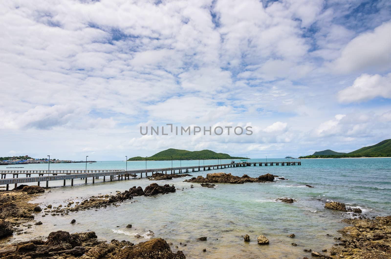 Green island road concrete and sea nature landscape in Thailand