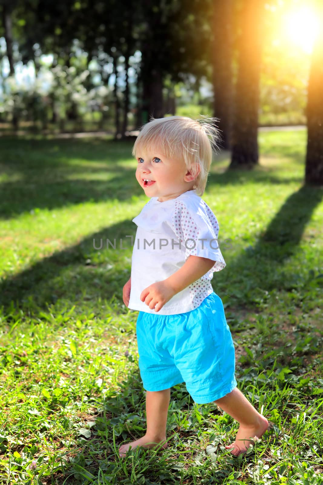 Happy Baby Boy at the Summer Park