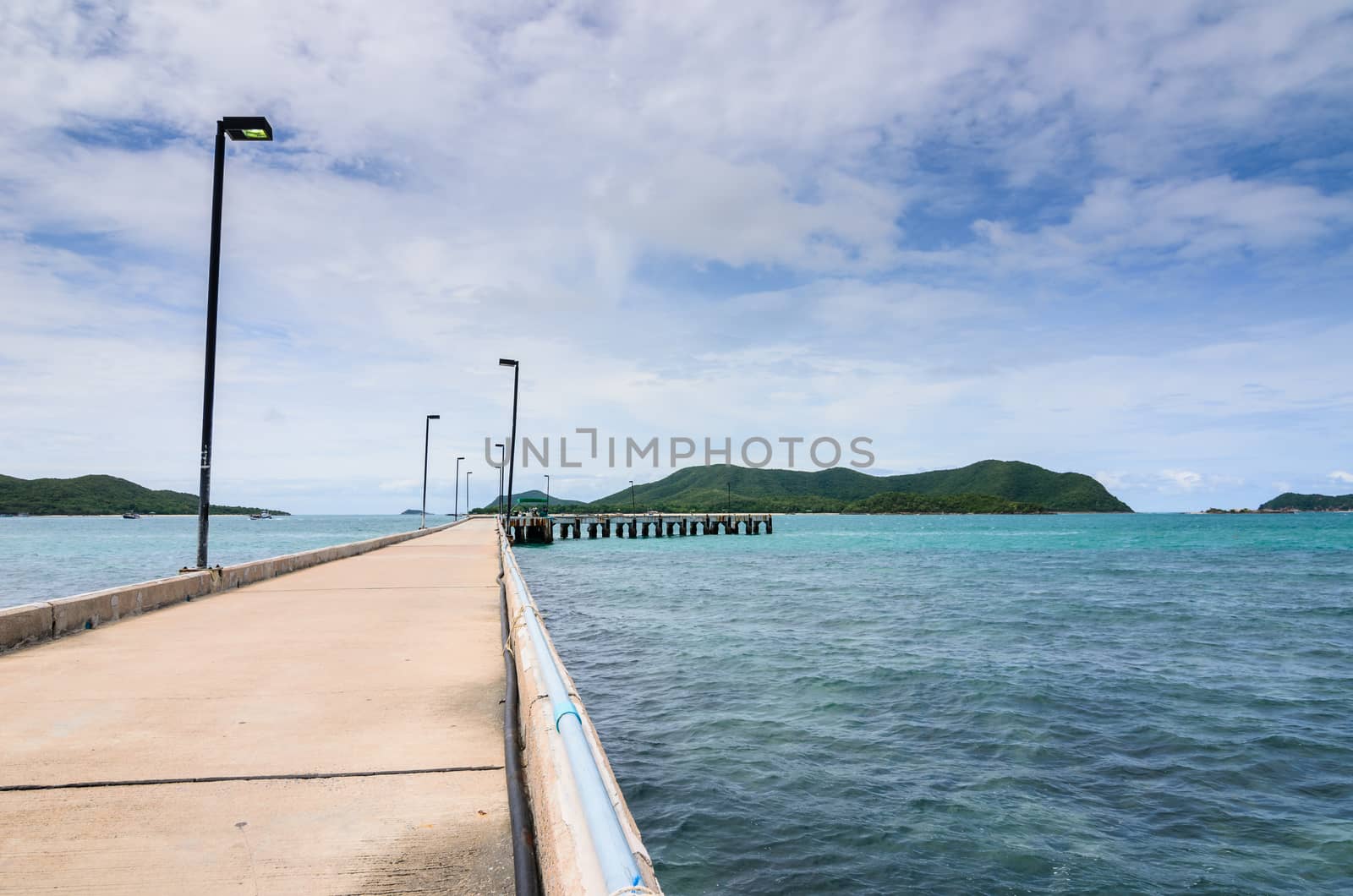 Green island road concrete and sea nature landscape in Thailand