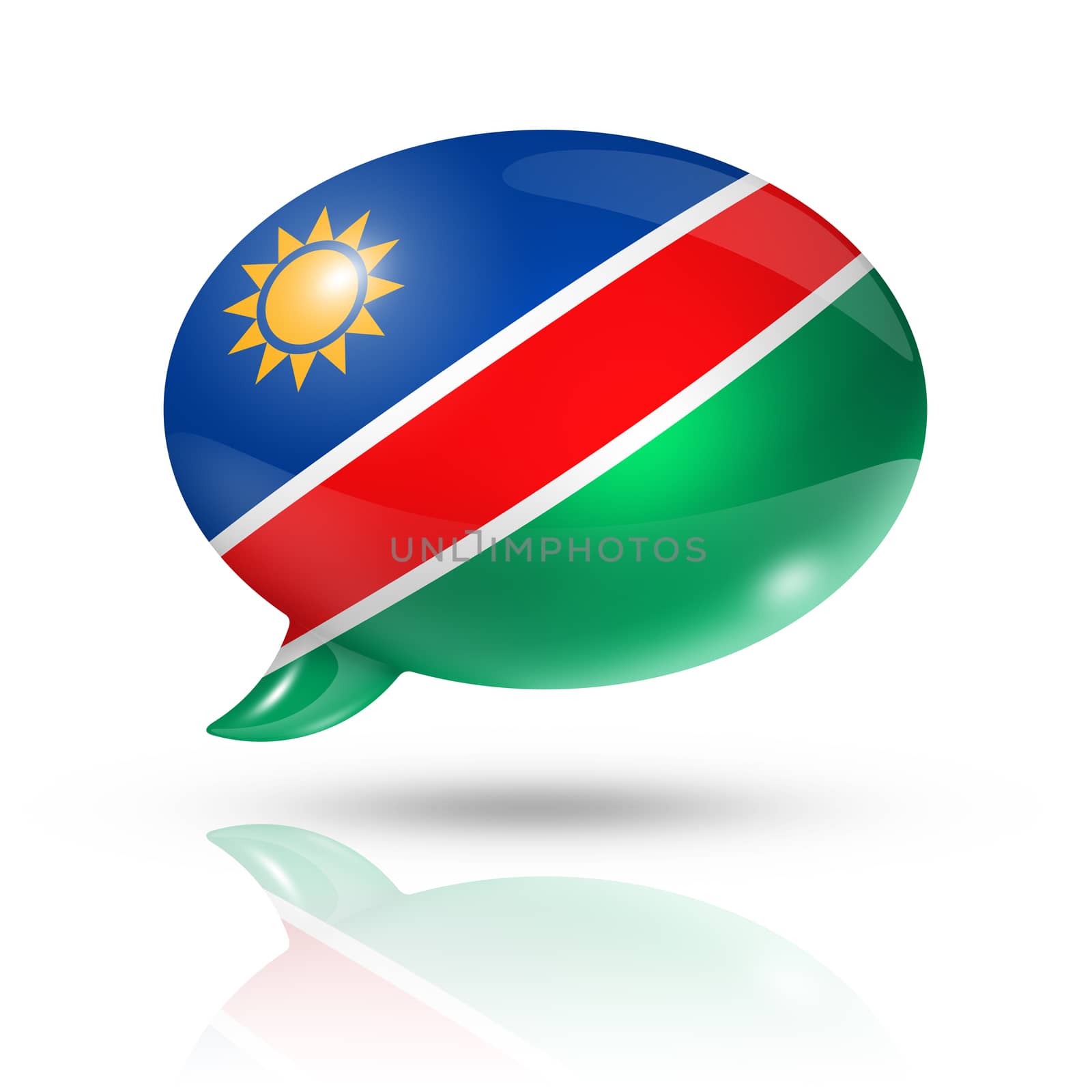 three dimensional Namibia flag in a speech bubble isolated on white with clipping path