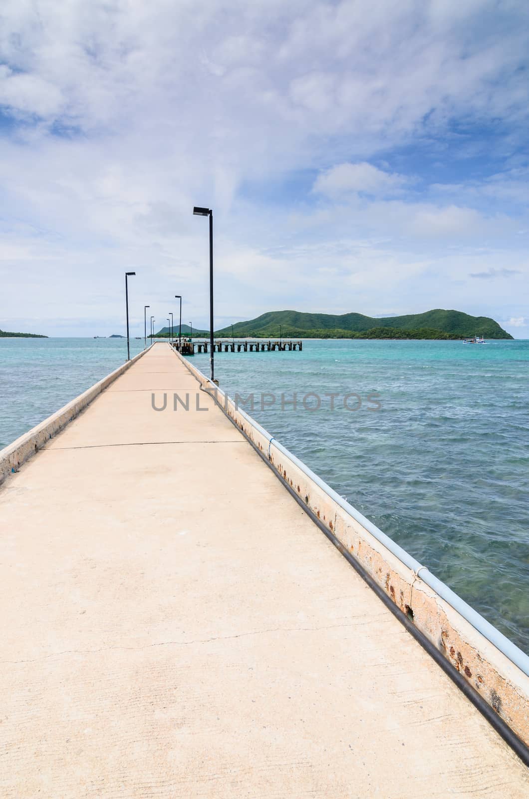 Green island road concrete and sea nature landscape in Thailand