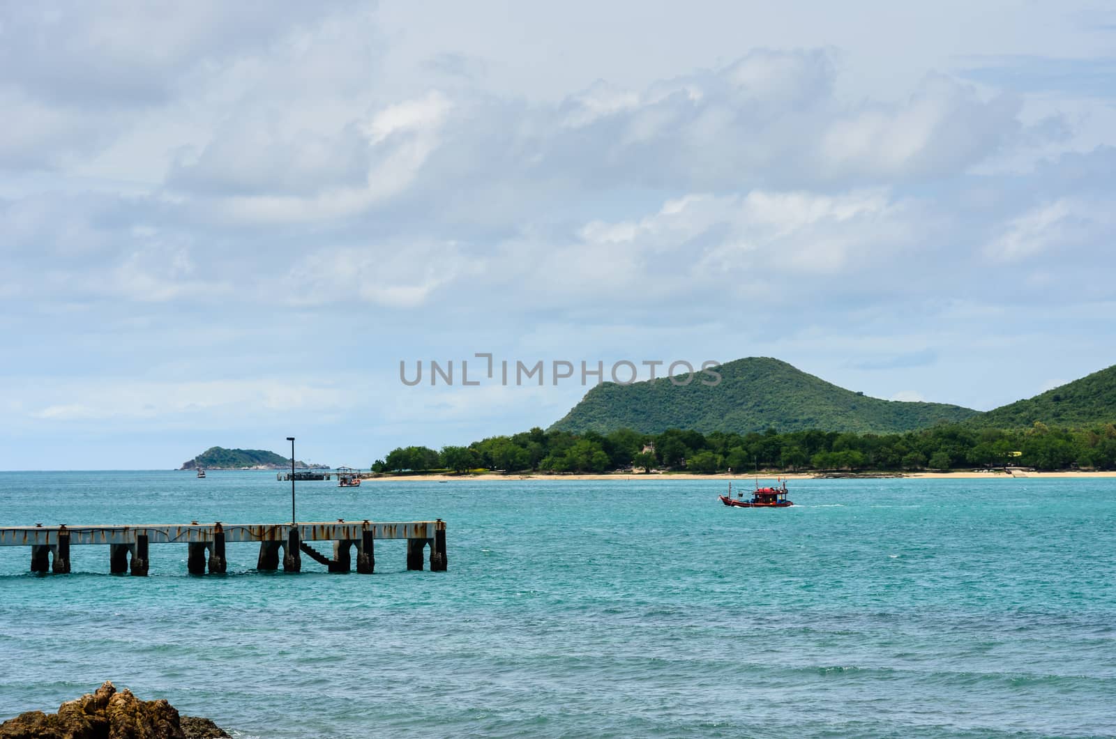 Green island road concrete and sea nature landscape in Thailand