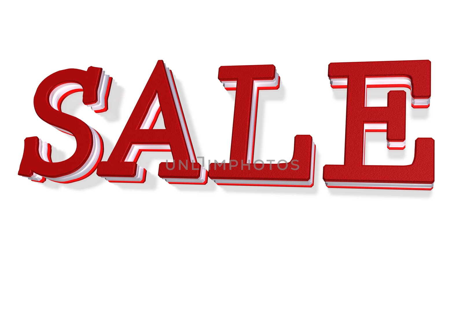 Glossy three-dimensional inscription Sale as a sign.