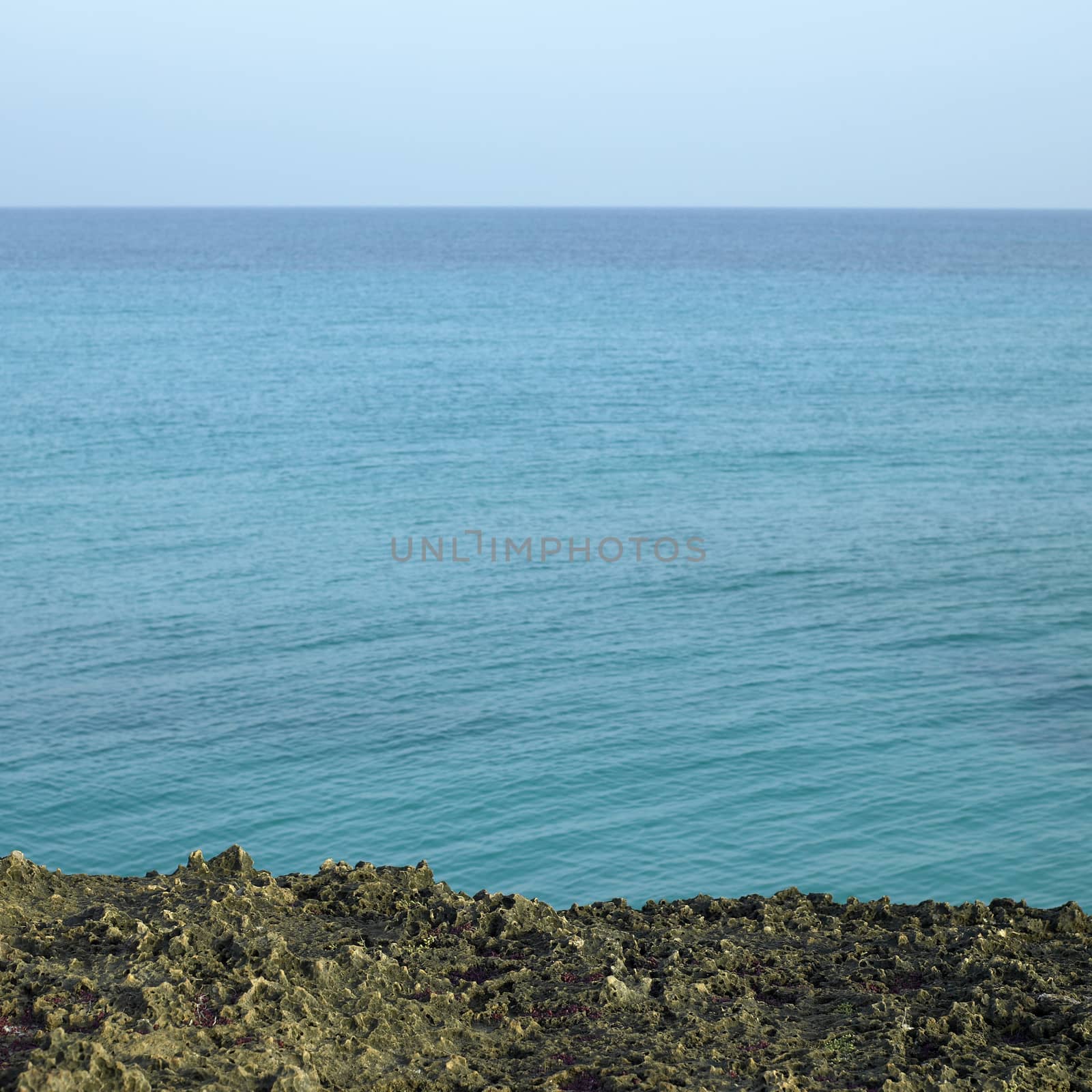 Porous sharp rocky ocean cliff