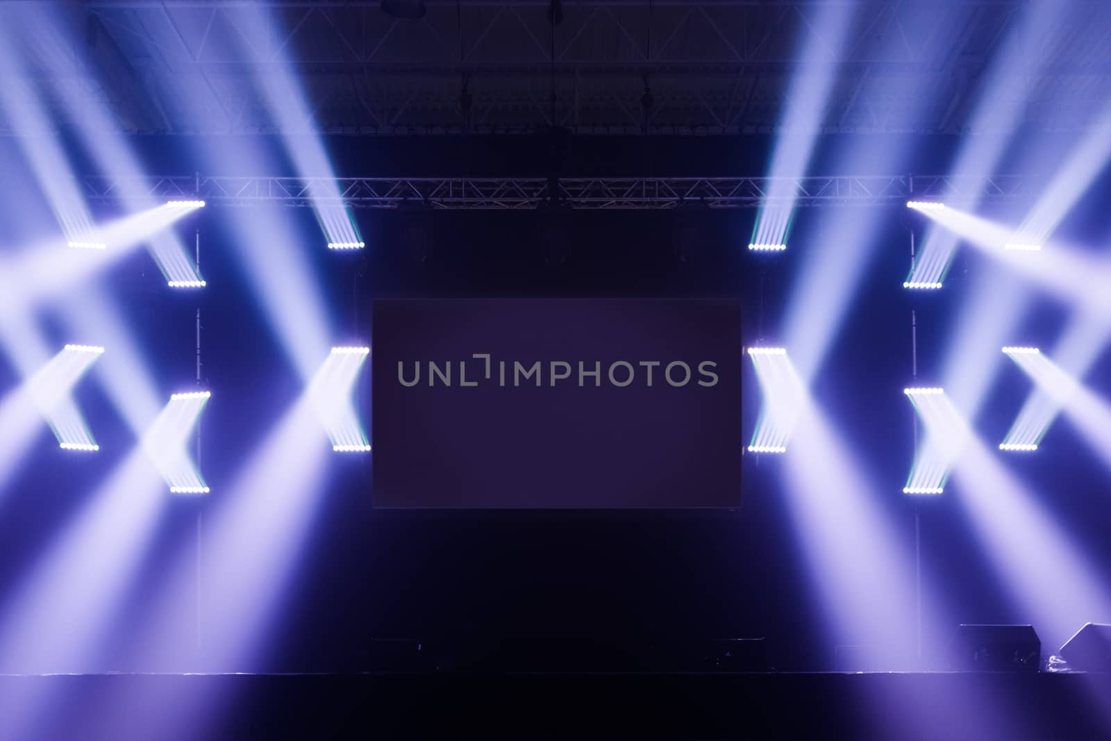 Spot lights Stage With Blank Screen in the Middle by aetb