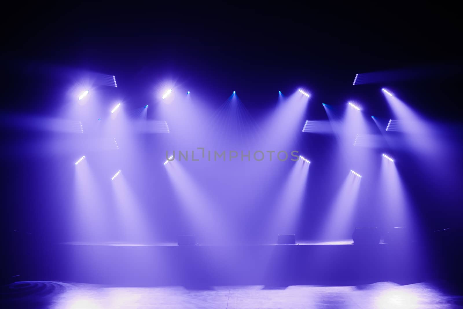 Spot lights on a Empty Stage before a Big Concert
