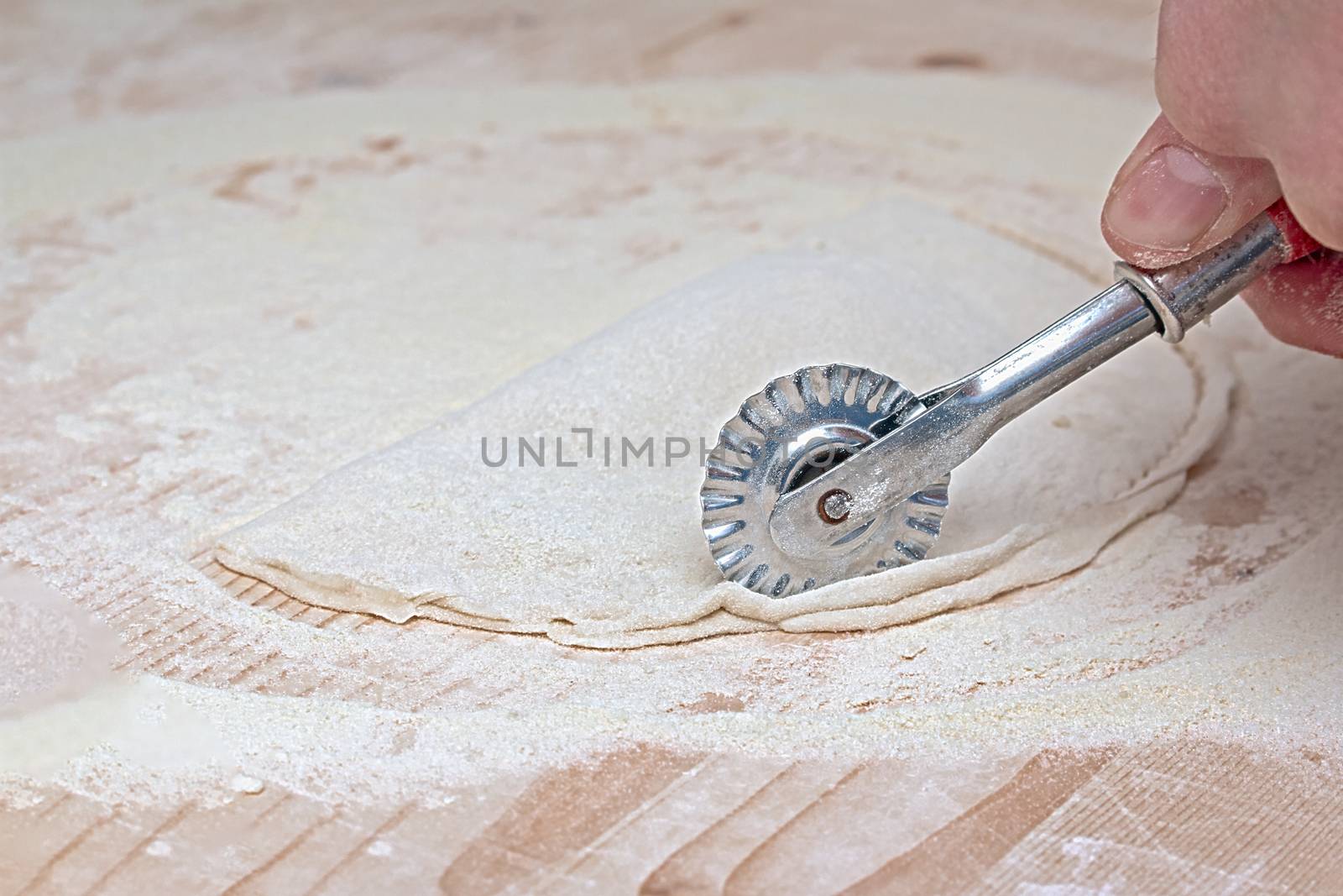 Italian typical product during the retouching before cooking