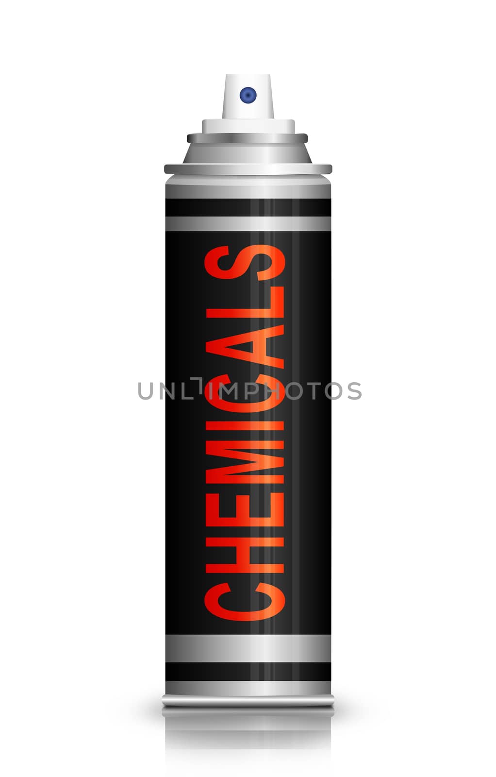Illustration depicting an aerosol can with a chemicals concept.