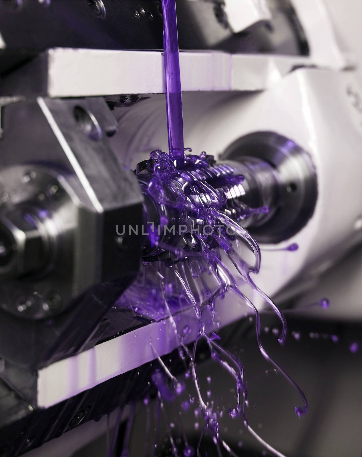 Close up of Purple Floating Fluid in a machine