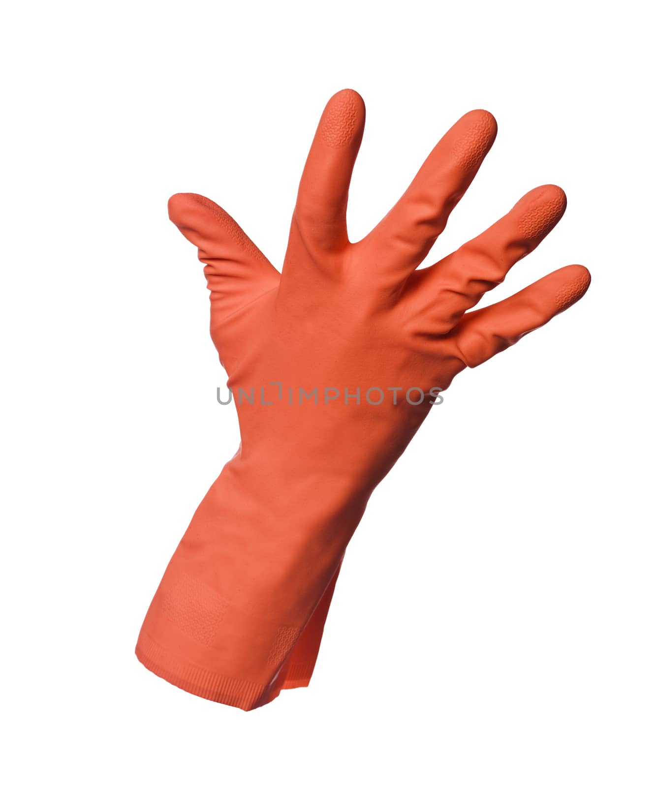 Red protection glove isolated on white background by gemenacom