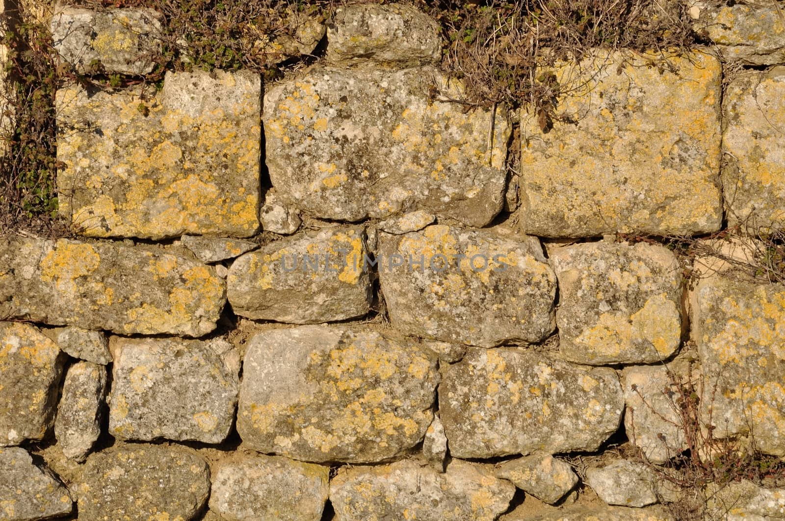Solid wall made of stone 