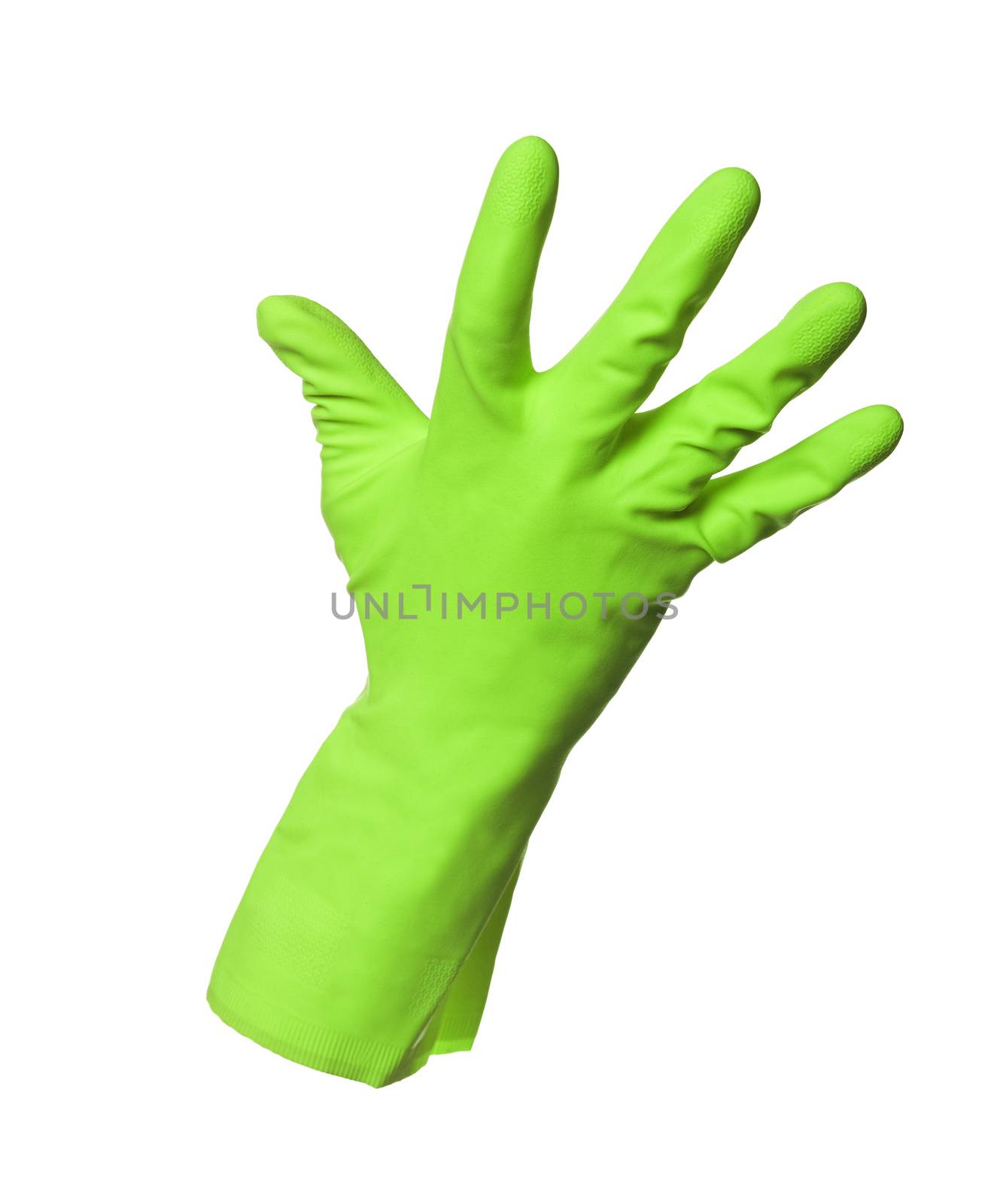 Green protection glove isolated on white background by gemenacom