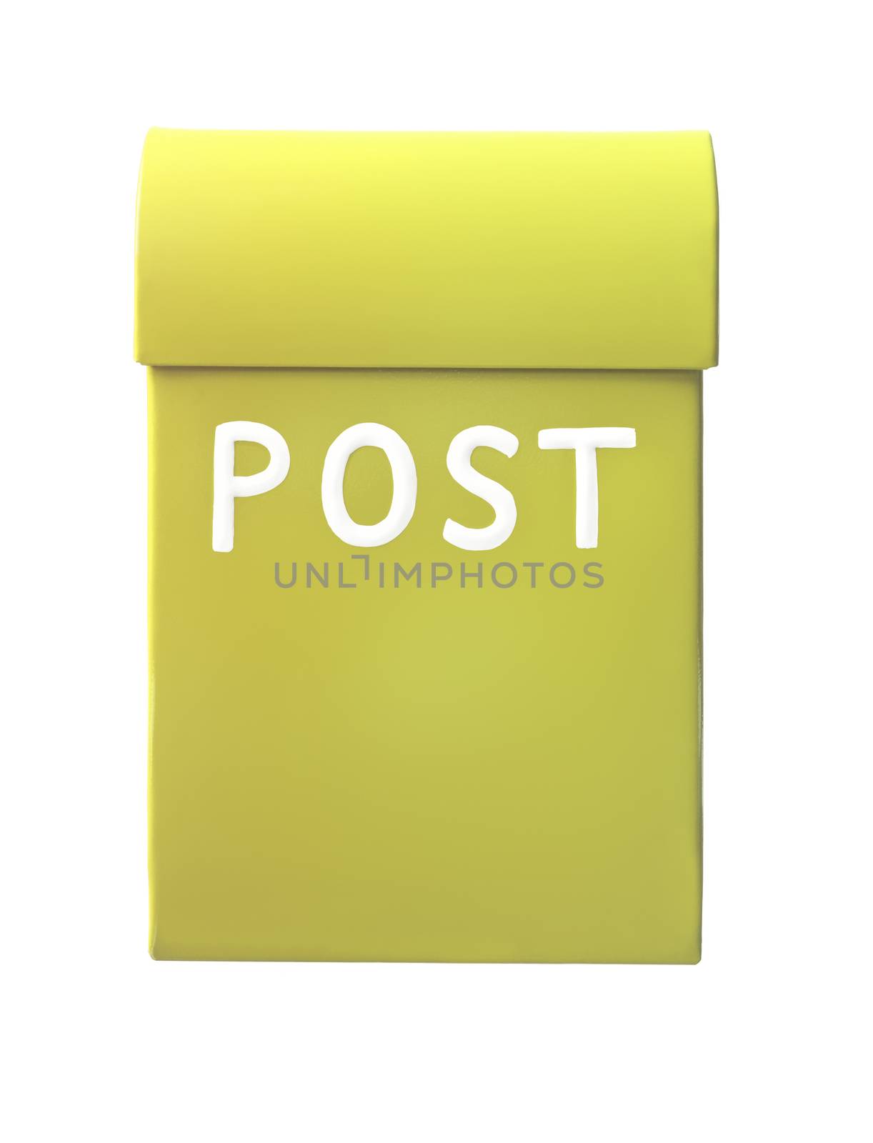Yellow mailbox isolated on a white background