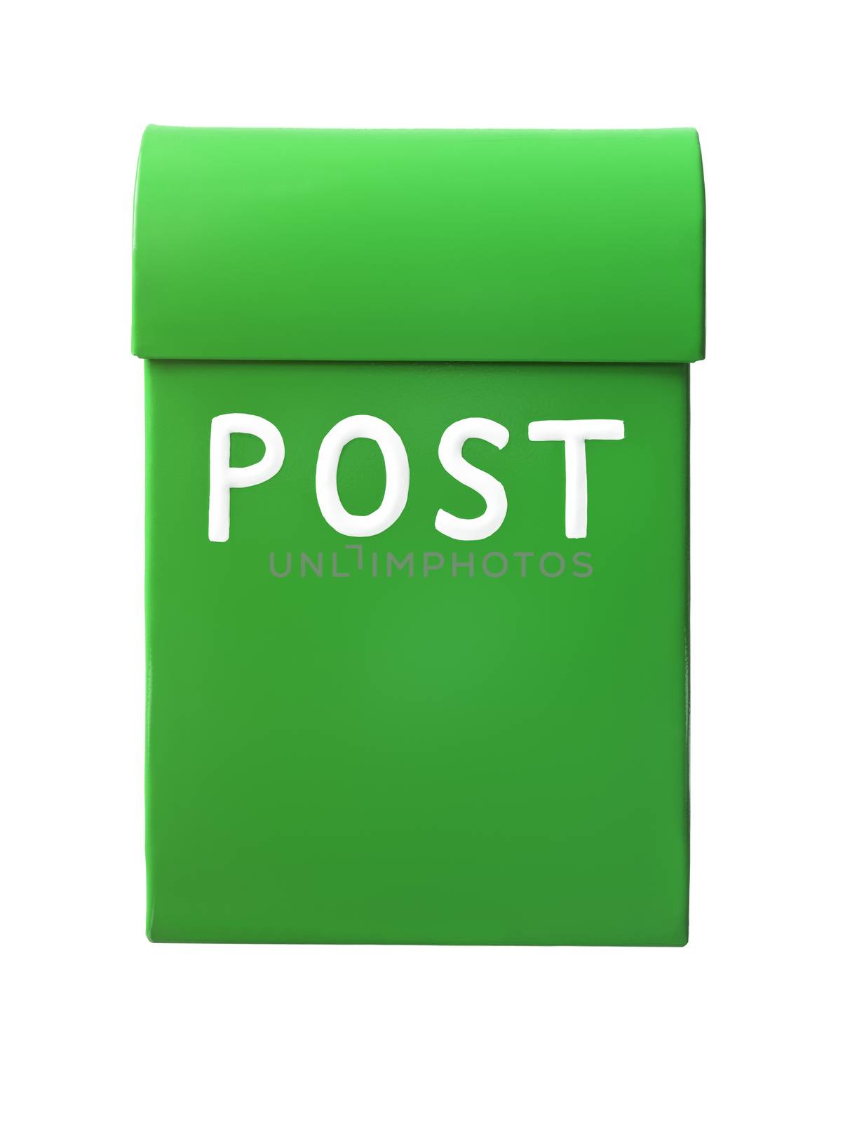 Green mailbox isolated on a white background