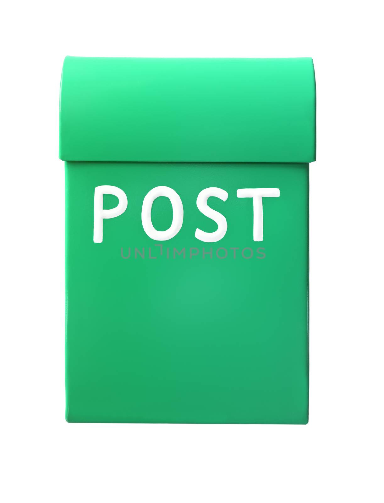 Green mailbox isolated on a white background