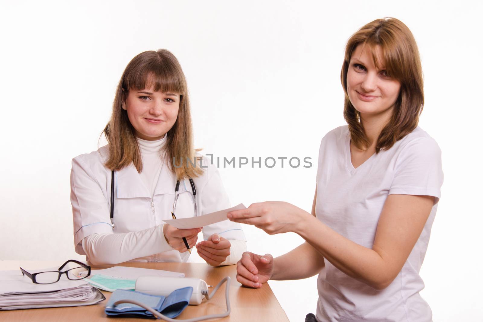 The girl on reception at the doctor-therapist