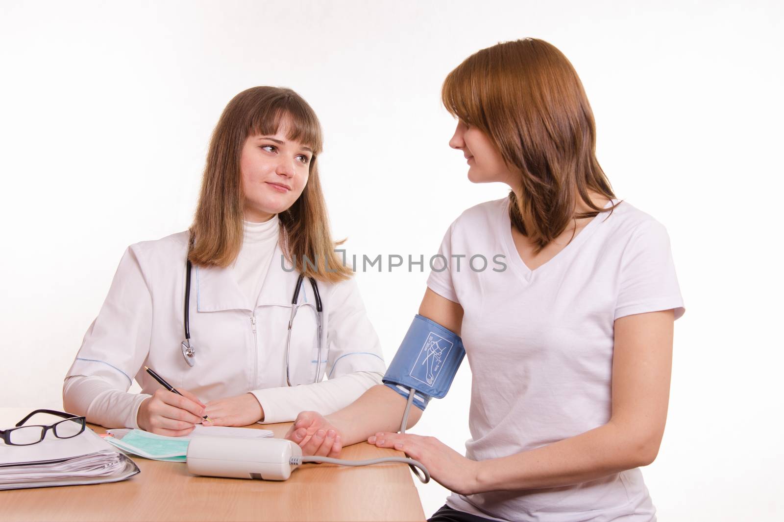 The girl on reception at the doctor-therapist