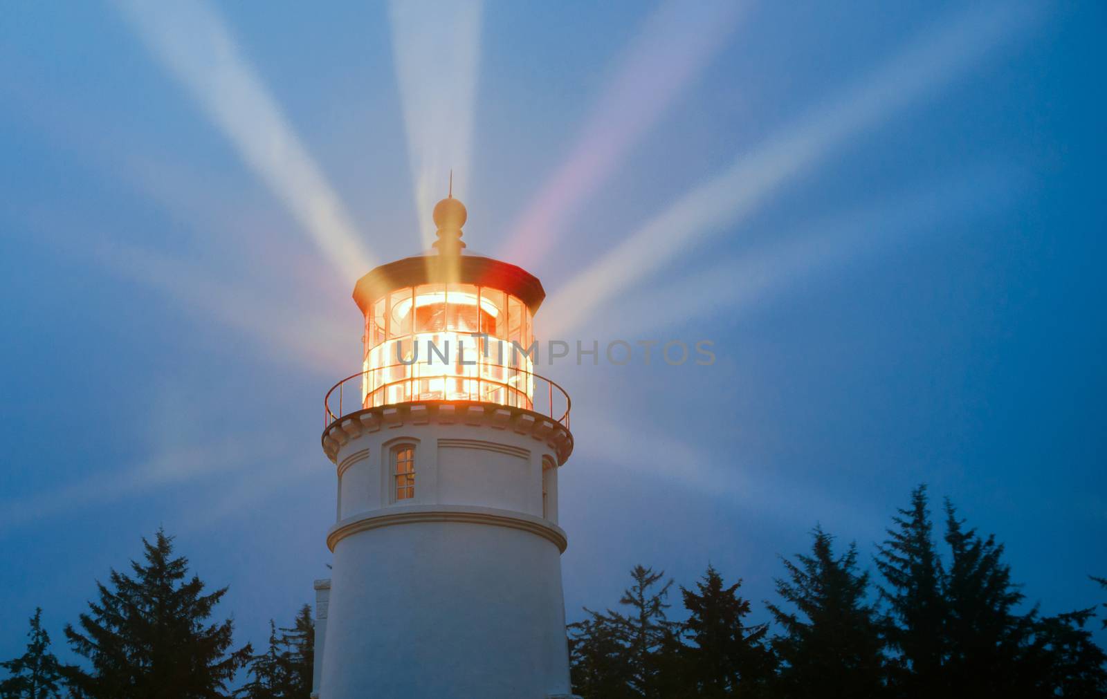 Lighthouse Beams Illumination Into Rain Storm Maritime Nautical  by ChrisBoswell