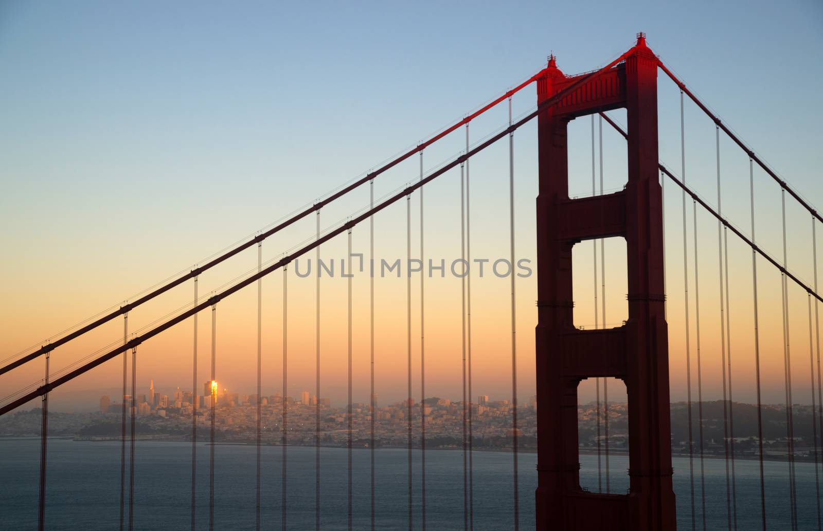 A view at sunset from the hill Marin County Headlands