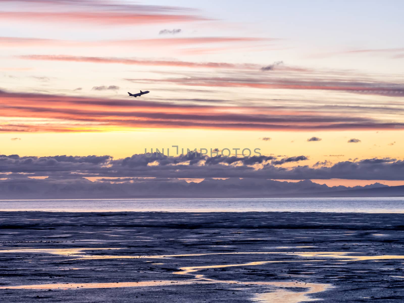 Anchorage Seashore - with a plane taking off