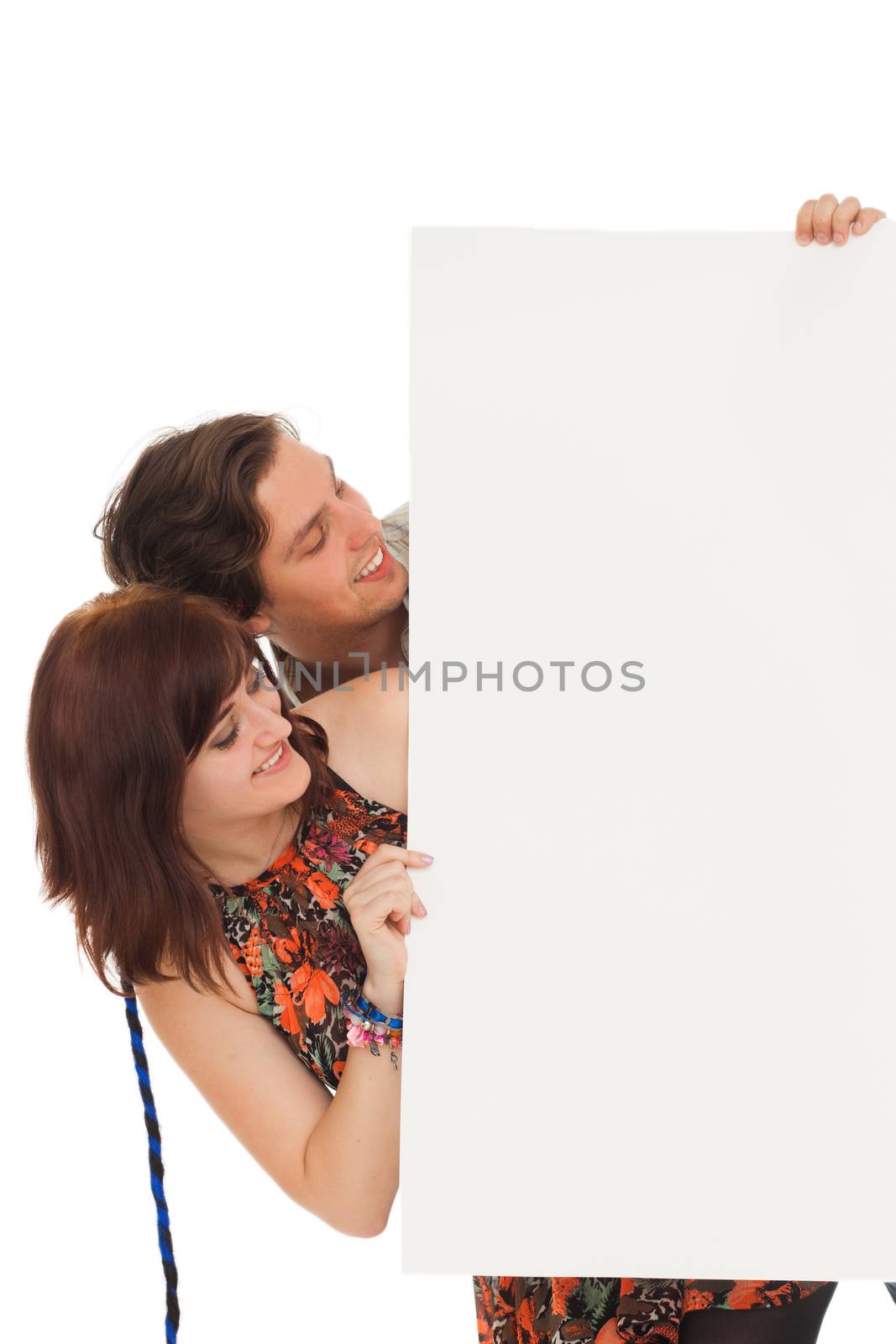 Caucasian couple with blank papers by rufatjumali