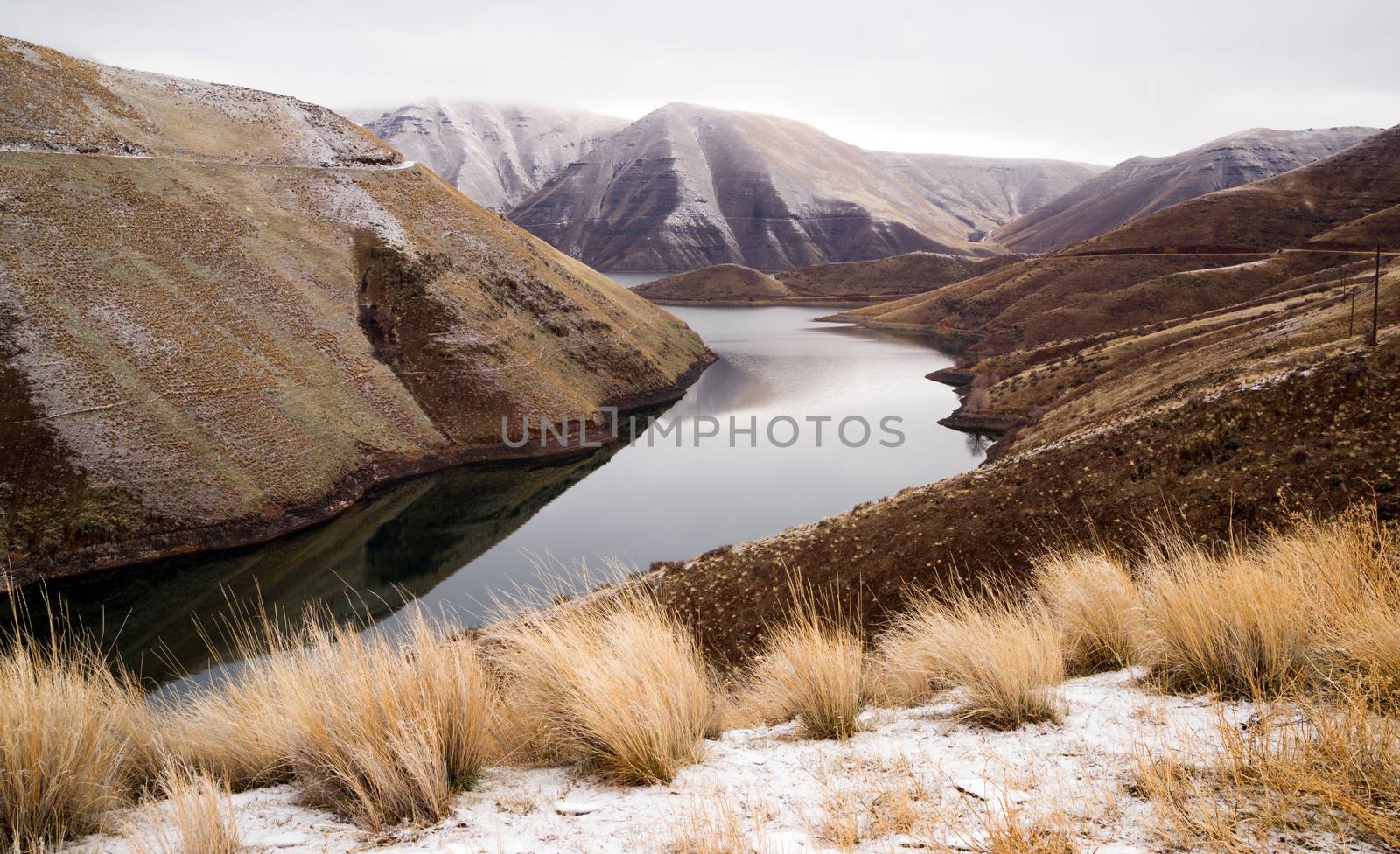 Reservoir Snake River Canyon Cold Frozen Snow Winter Travel Land by ChrisBoswell