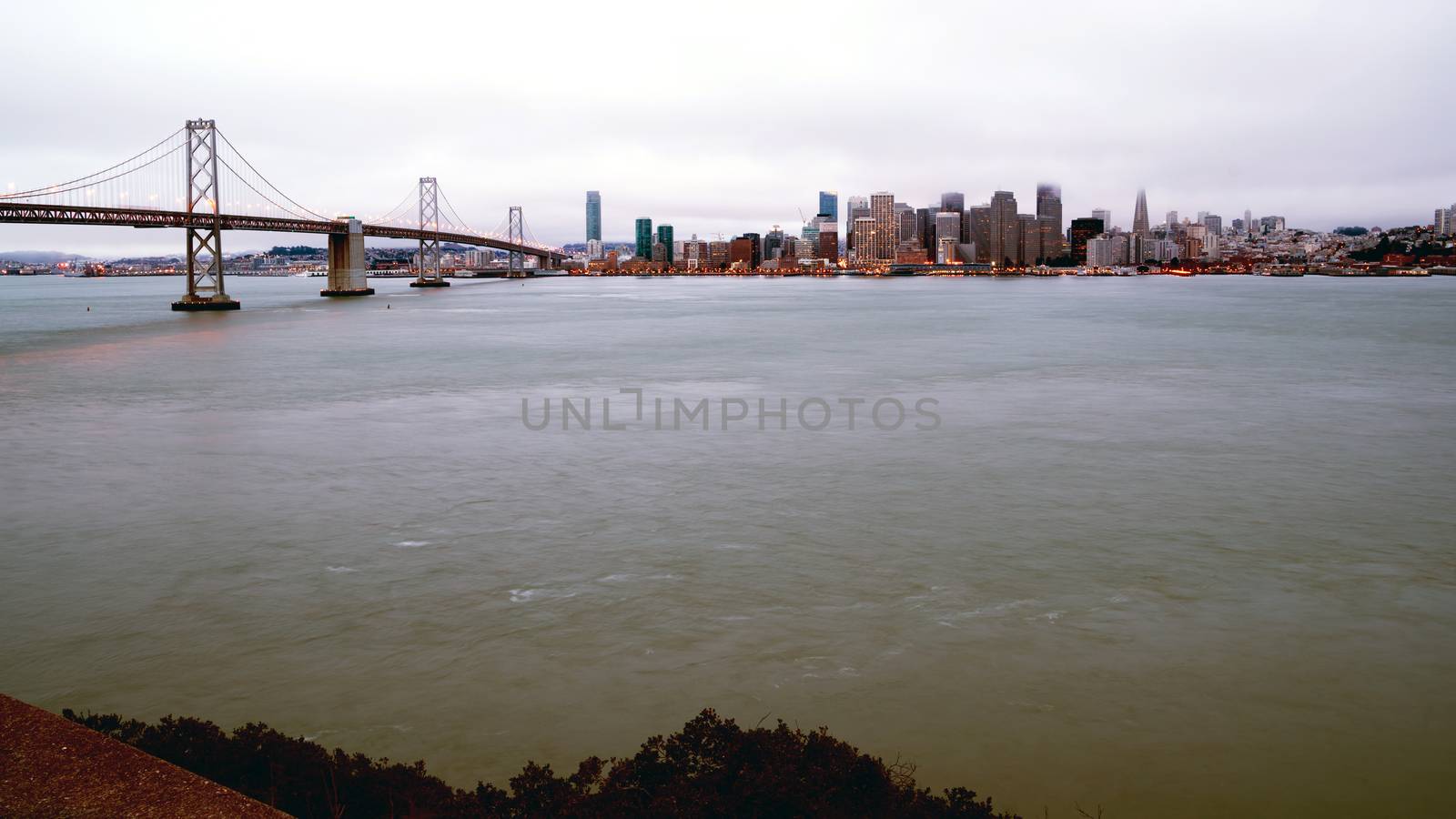 Foggy Bay Bridge San Francisco Waterfront Port Pacific Ocean by ChrisBoswell