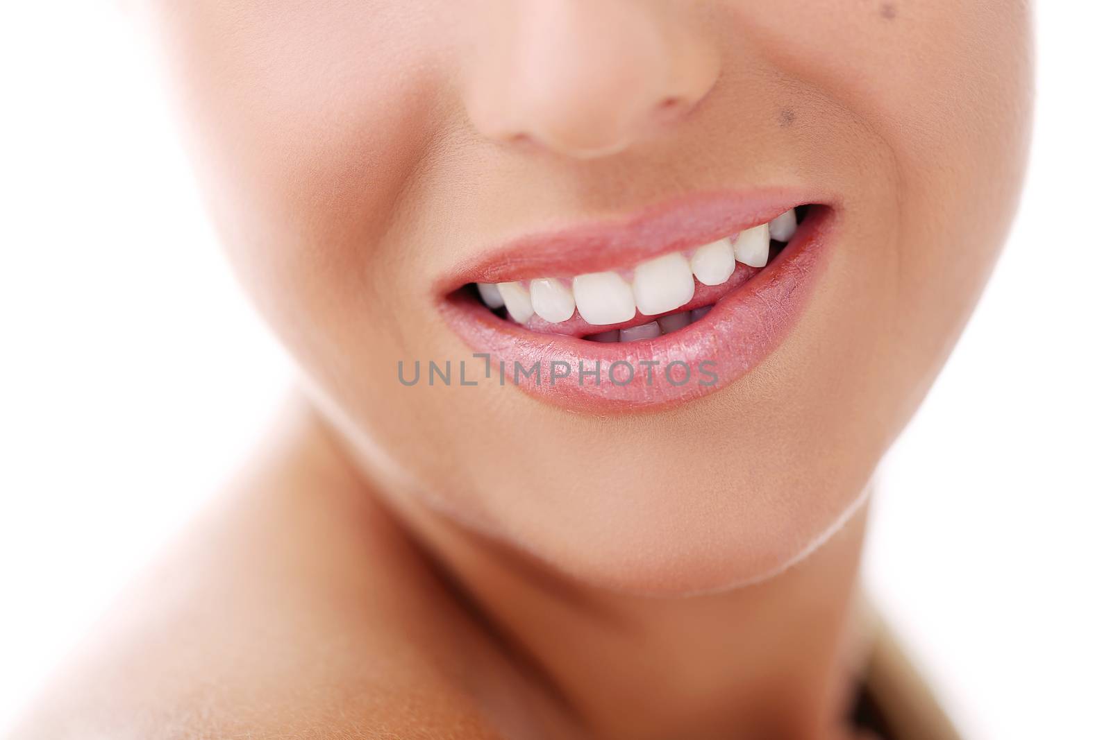 Closeup picture of a woman smiling