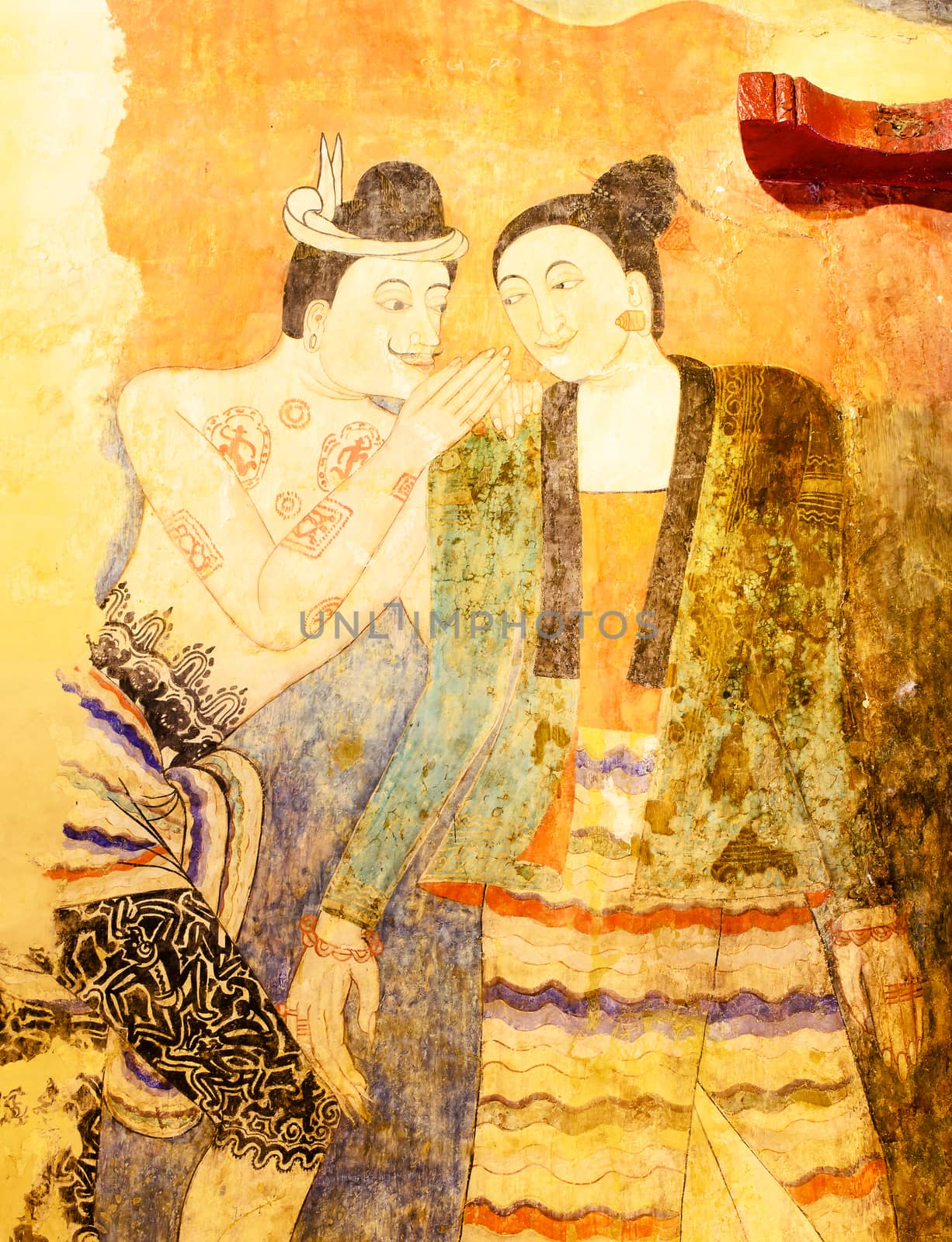The Whisper of Ancient Painting Wall Art in Temple.