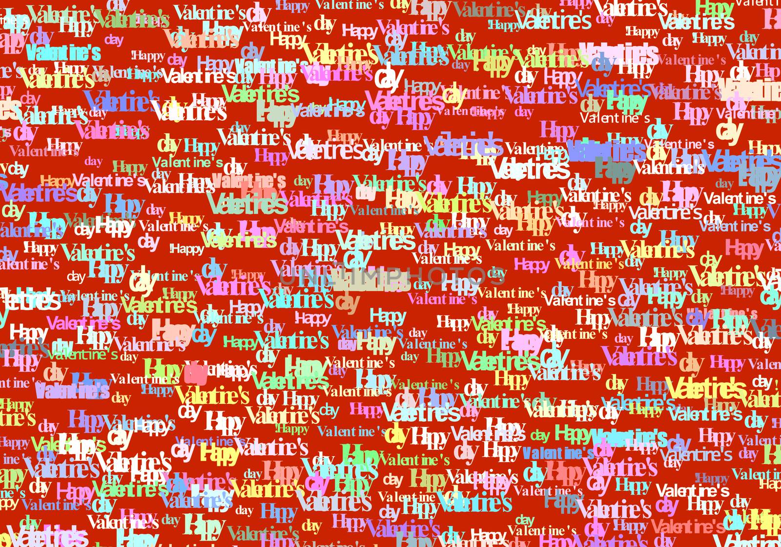 Happy Valentine Day text color abstract background, love concept