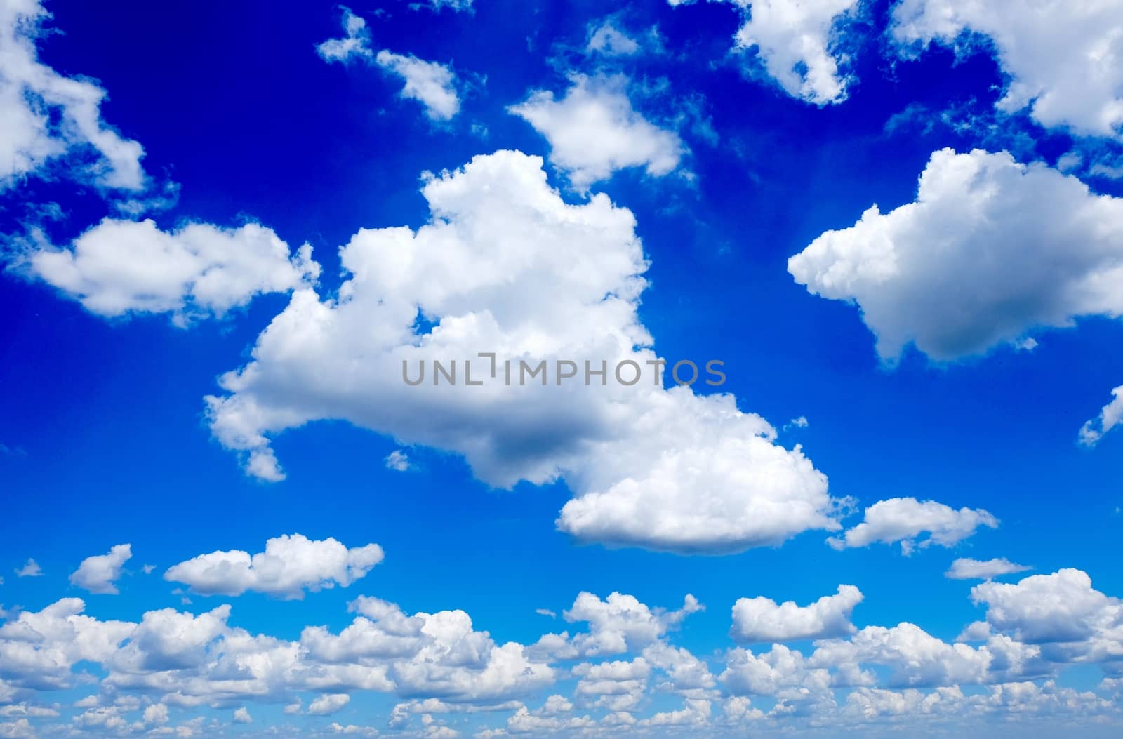 Paoramic view with clouds on a blue sky background
