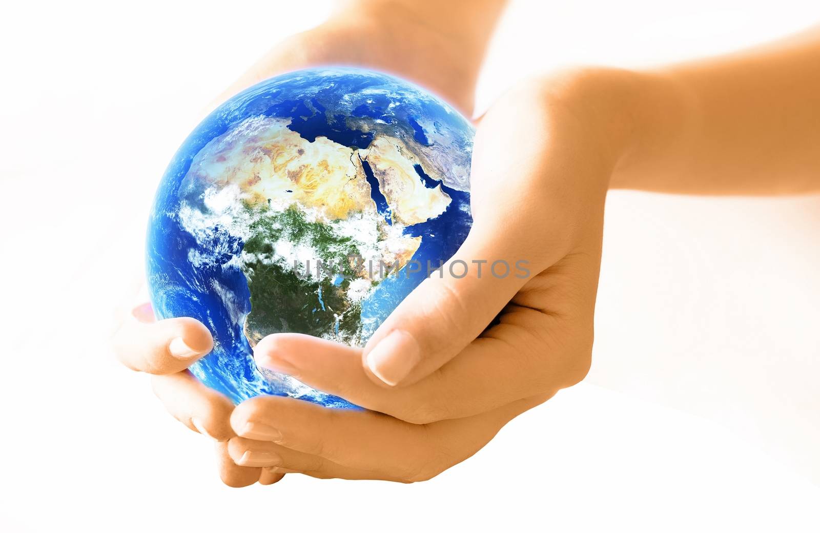 Hands Holding Planet Earth female hands holding planet earth