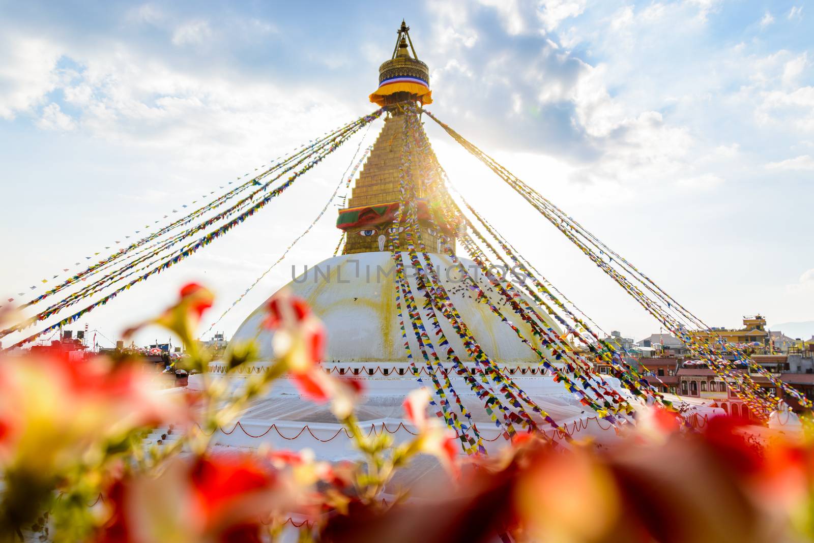 Bodnath stupa in Kathmandu in Nepal